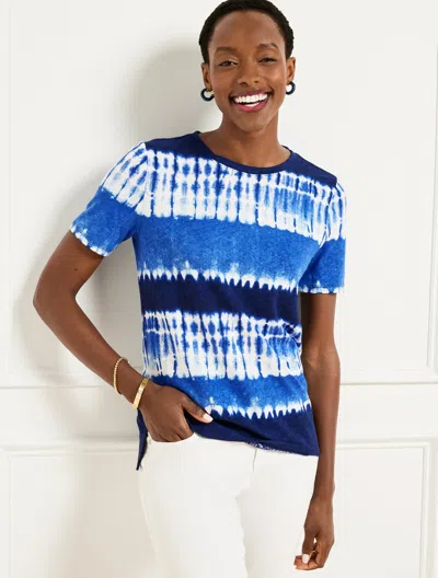 Talbots Plus Petite - Linen Blend Crewneck T-shirt - Tie-dye - Ink - 3x