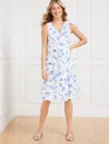 Talbots Plus Size - Linen Blend Swing Dress - Ocean Flora - White/blue Wave - X  In White,blue Wave