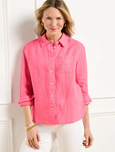 Talbots Plus Petite - Linen Shirt - Camellia Rose - 3x