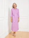 Talbots Plus Petite - Cross Dyed Linen Shirtdress - Lavender - Lavender/whtie - 1x  In Lavender,whtie