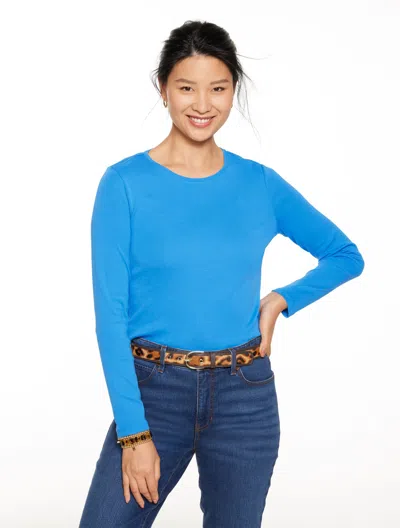 Talbots Plus Petite - Long Sleeve Crewneck T-shirt - Azure Blue - 3x