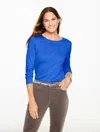 Talbots Plus Petite - Long Sleeve Crewneck T-shirt - Blue Majesty - 3x  In Blue