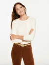 Talbots Plus Petite - Long Sleeve Crewneck T-shirt - Comet Dot - Ivory/gold Foil - 3x  In White
