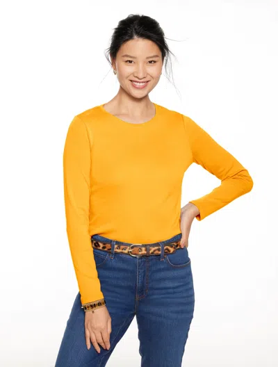 Talbots Plus Petite - Long Sleeve Crewneck T-shirt - Golden Honey - 2x