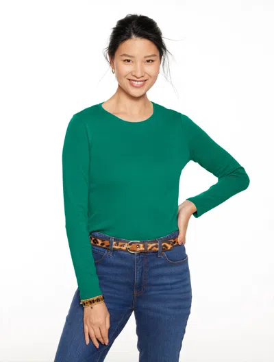 Talbots Plus Petite - Long Sleeve Crewneck T-shirt - Lush Green - 3x