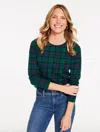 Talbots Plus Petite - Long Sleeve Crewneck T-shirt - Merriment Tartan - Green - X  In Green
