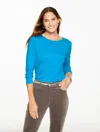 Talbots Plus Petite - Long Sleeve Crewneck T-shirt - Pond Blue - 3x  In Blue