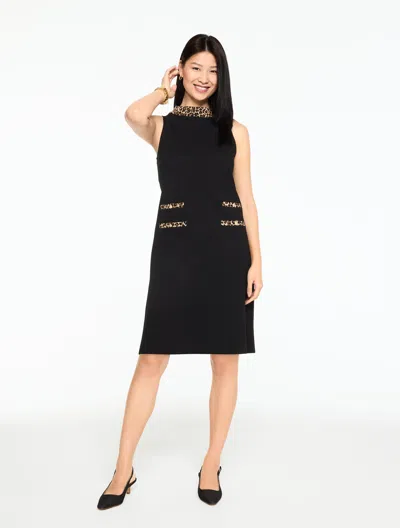 Talbots Plus Petite - Luxe Ponte A-line Dress - Leopard Print - Black - 16