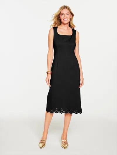 Talbots Plus Petite - Luxe Ponte Embroidered Dress - Black - 20