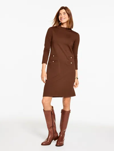Talbots Plus Petite - Luxe Ponte Mockneck Dress - Dark Walnut - 18  In Brown