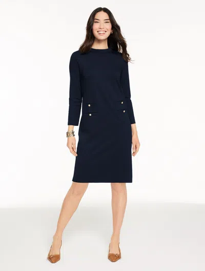 Talbots Plus Petite - Luxe Ponte Shift Dress - Blue - 16