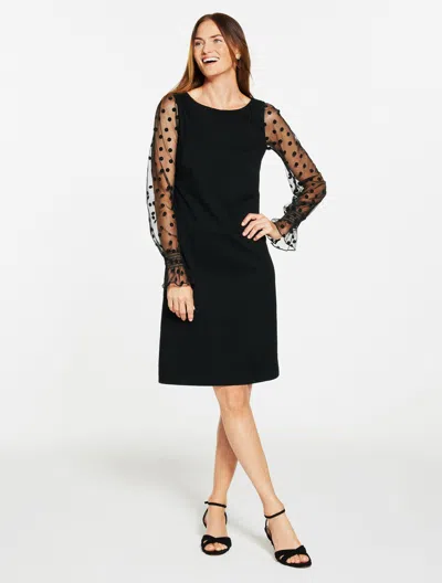 Talbots Plus Petite - Luxe Ponte Tulle Sleeve Dress - Black - 20
