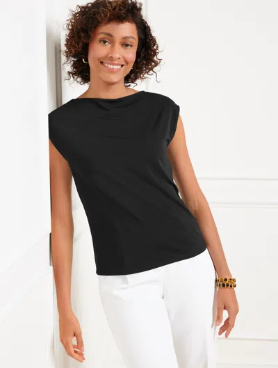 Talbots Plus Petite - Matte Jersey Funnel Neck Sleeveless Shell Top - Black - 3x