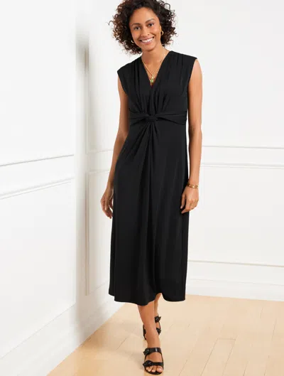Talbots Plus Petite - Matte Jersey V-neck Dress - Black - 20