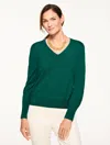 Talbots Plus Petite - Merino Wool V-neck Pullover Sweater - Pine Grove - 3x  In Green
