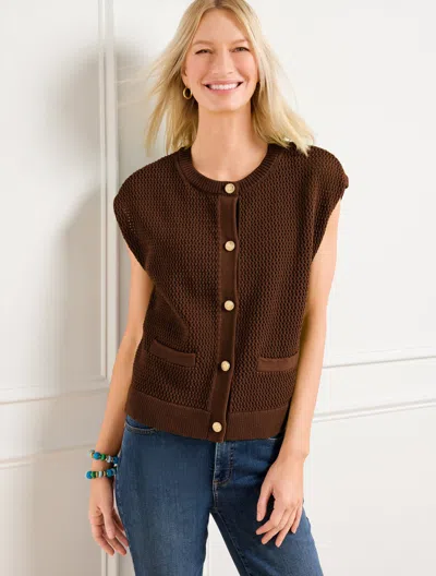 Talbots Plus Petite - Mesh Stitch Sweater Shell - Dark Walnut - 3x  In Brown