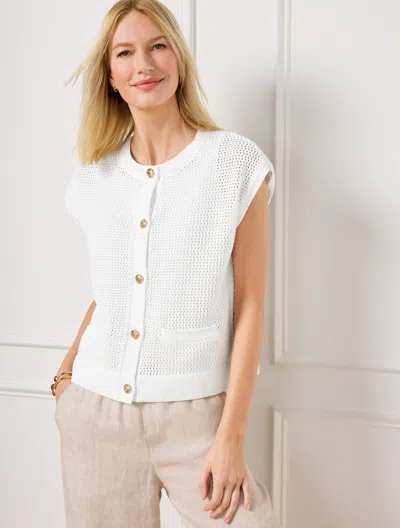 Talbots Plus Petite - Mesh Stitch Sweater Shell - White - 2x