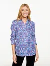 Talbots Plus Petite - Metallic Flannel Modern Classic Shirt - Joyful Damask - Pond Blue - 3x