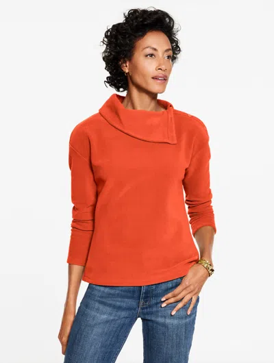 Talbots Plus Petite - Microfleece Button Shoulder Pullover Sweater - Autumn Berry - 3x  In Red