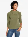 Talbots Plus Petite - Microfleece Button Shoulder Pullover Sweater - Burnt Olive - 3x  In Green