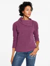 Talbots Plus Petite - Microfleece Button Shoulder Pullover Sweater - Eggplant - 3x  In Purple