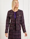 Talbots Plus Petite - Midnight Sparkle Tweed Jacket - Purple/gold - 18  In Purple,gold