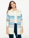Talbots Plus Petite - Mockneck Full-zip Cardigan Sweater - Fair Isle - Ivory - 3x  In White