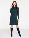 Talbots Plus Petite - Mockneck Shift Dress - Bedford Black Watch - Ink/highland Green - 22