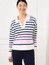 Talbots Plus Petite - Modal French Terry Johnny Collar Pullover Sweater - Sprouts Stripe - Ivory - 3x Talbot In Ivory