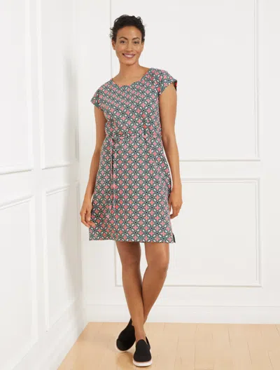 Talbots Plus Petite - Modal French Terry T-shirt Dress - High Tide Tile - Heritage Green - 1x