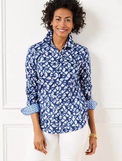 Talbots Plus Petite - Modern Classic Shirt - Batik Foulard - Blue/white - 2x - 100% Cotton  In Blue,white