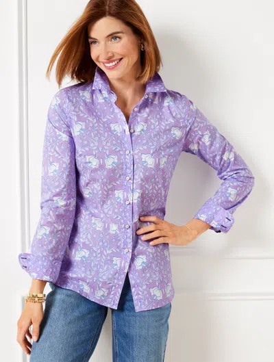 Talbots Plus Petite - Modern Classic Shirt - Intricate Flowers - Spring Lilac - 2x