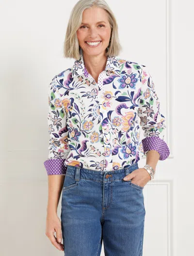 Talbots Plus Petite - Modern Classic Shirt - Jacobean Floral - White - 3x
