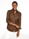 Talbots Plus Petite - Modern Classic Shirt - Leopard - Sierra Brown - 1x - 100% Cotton