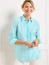 Talbots Plus Petite - Modern Classic Shirt - Majestic Paisley - Vivid Turquoise/white - 3x  In Vivid Turquoise,white