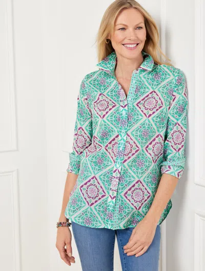 Talbots Plus Petite - Modern Classic Shirt - Monaco Tiles - Villa Blue/violet Sunset - 3x