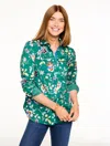 Talbots Plus Petite - Modern Classic Shirt - Ornate Jacobean - Lush Green - 2x - 100% Cotton  In Green