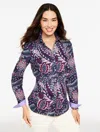 Talbots Plus Petite - Modern Classic Shirt - Paisley Botanical - Ink - 3x - 100% Cotton  In Multi