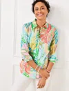 Talbots Plus Size - Modern Classic Shirt - Paradise Foliage - Ivory Vivid Turquoise Mlt - 1x  In Ivory Vivid Turquoise Mlt