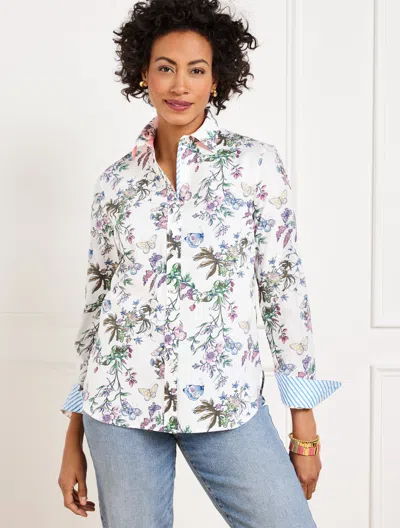 Talbots Plus Petite - Modern Classic Shirt - Pencil Butterfly - Ink/white - 3x - 100% Cotton  In Ink,white