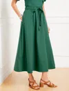 Talbots Petite - Modern Poplin Drawstring Skirt - Heritage Green - Xl - 100% Cotton  In Heritage Green