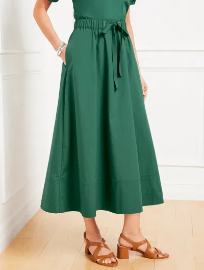 Talbots Petite - Modern Poplin Drawstring Skirt - Heritage Green - Xl - 100% Cotton