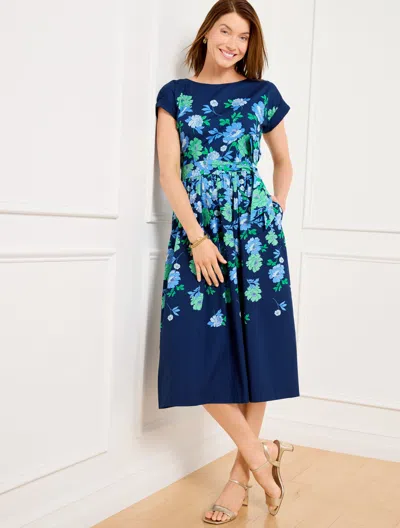 Talbots Plus Size - Modern Poplin Dress - Bold Floral - Ink - 22 - 100% Cotton