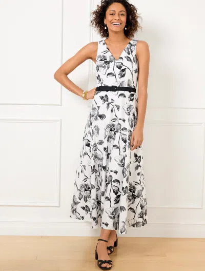 Talbots Plus Size - Modern Poplin Dress - Climbing Camellias - White/black - 22 - 100% Cotton  In White,black
