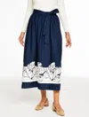 Talbots Plus Petite - Modern Poplin Pleated Skirt - Bon Voyage - Ink/ivory - 2x - 100% Cotton