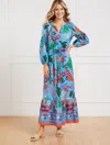 Talbots Plus Size - Modern Poplin Puff Sleeve Dress - Joyful Floral - Lakeside Blue - X - 100% Cotton Talbot In Lakeside Blue