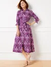 Talbots Plus Petite - Modern Poplin Shirtdress - Floral Medallion - Mulberry Wine/pink Sorbet - 14 - 100% Co In Mulberry Wine,pink Sorbet