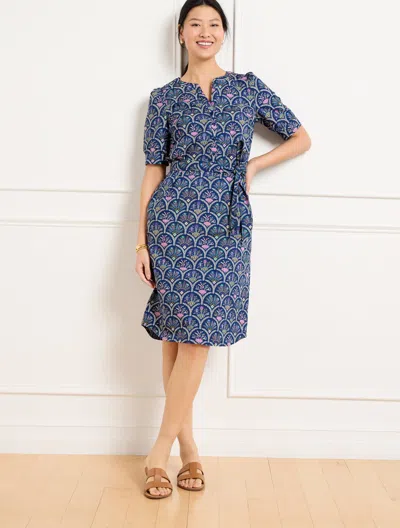 Talbots Plus Petite - Modern Poplin Shirtdress - Scalloped Floral - Ink - 3x - 100% Cotton