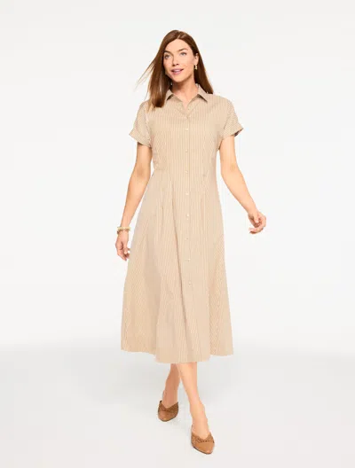 Talbots Plus Petite - Modern Poplin Shirtdress - Willow Stripe - Sesame/white - 20 - 100% Cotton
