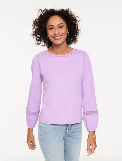 Talbots Plus Petite - Modern Romance Lace Trim Top - Spring Lilac - 2x - 100% Cotton  In Purple